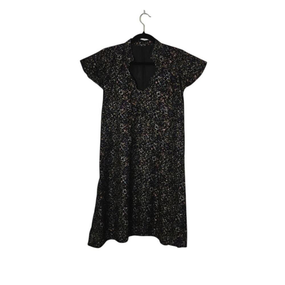 Women's Floral Mandarin Collar Dress Size Small Black Lined Whimisgoth Preppy